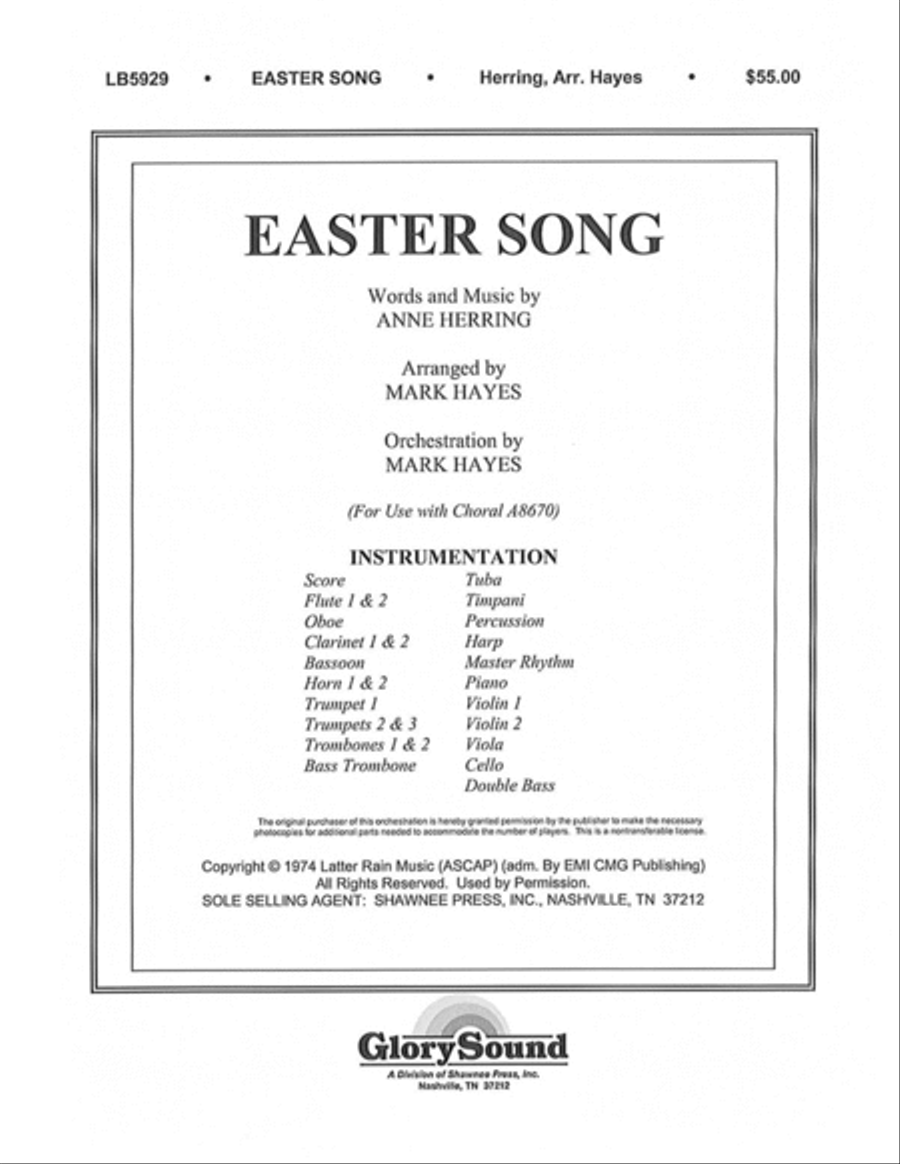 Easter Song Easter Song Choir scores gallery preview page 1