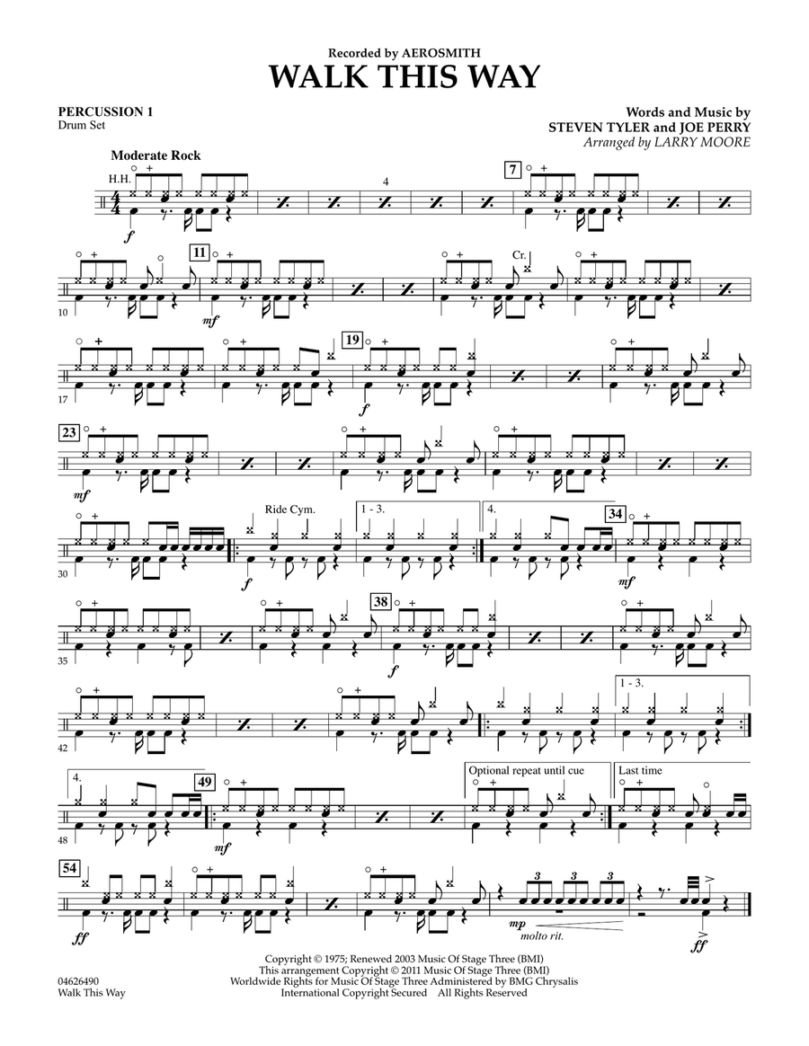 Walk This Way - Percussion 1 Orchestra scores gallery preview page 1