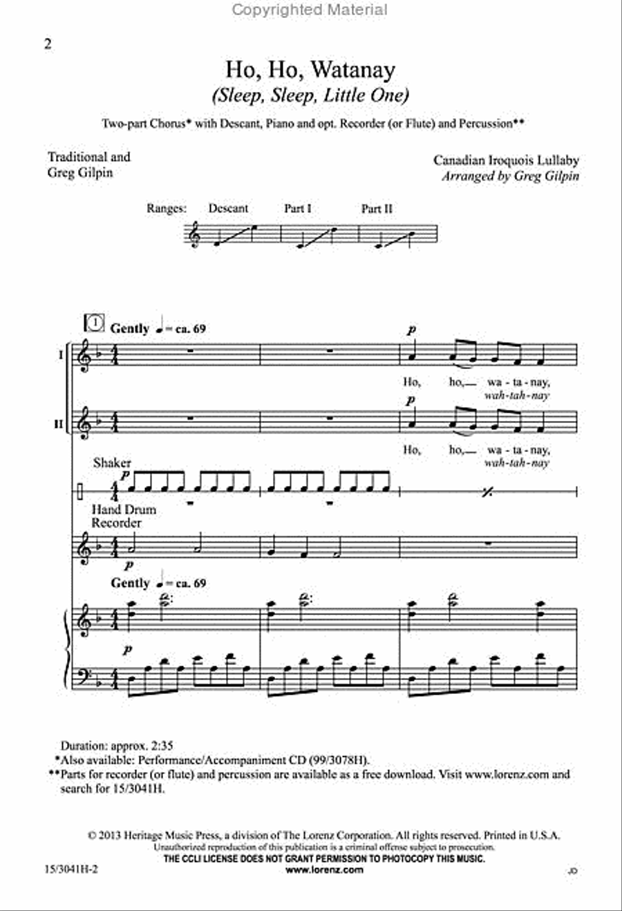 Ho, Ho, Watanay Ho, Ho, Watanay 2-Part scores gallery preview page 2