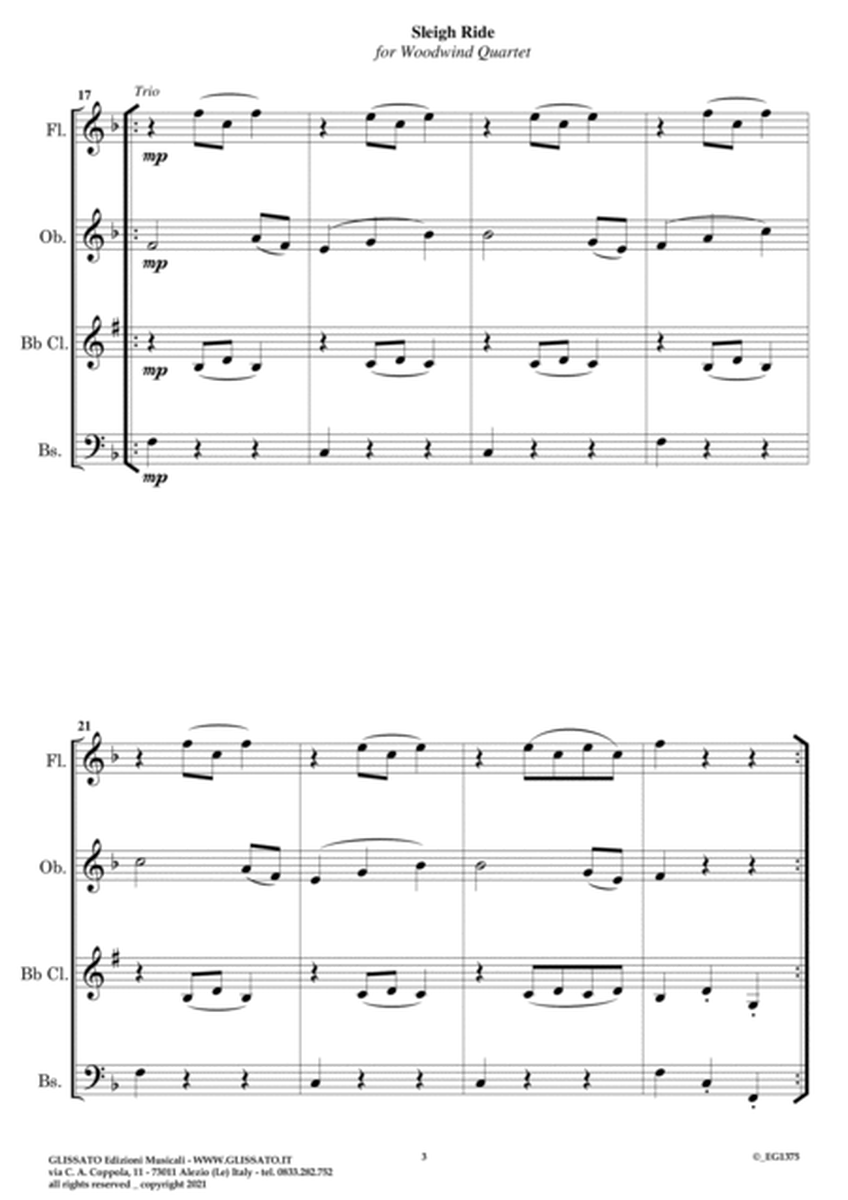 Sleigh Ride - Woodwind Quartet (score & parts) image number null