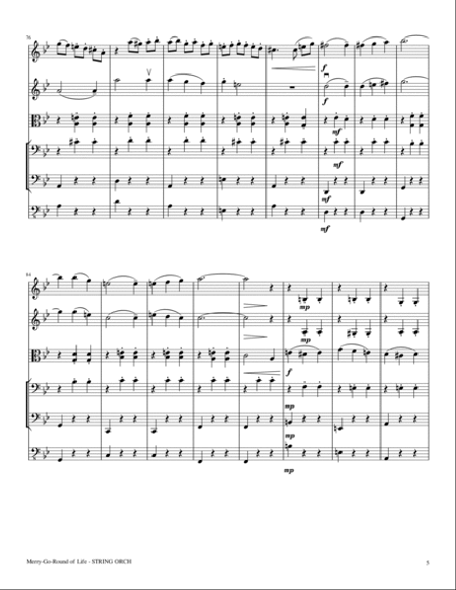 Merry-go-round Of Life String Orchestra scores gallery preview page 5