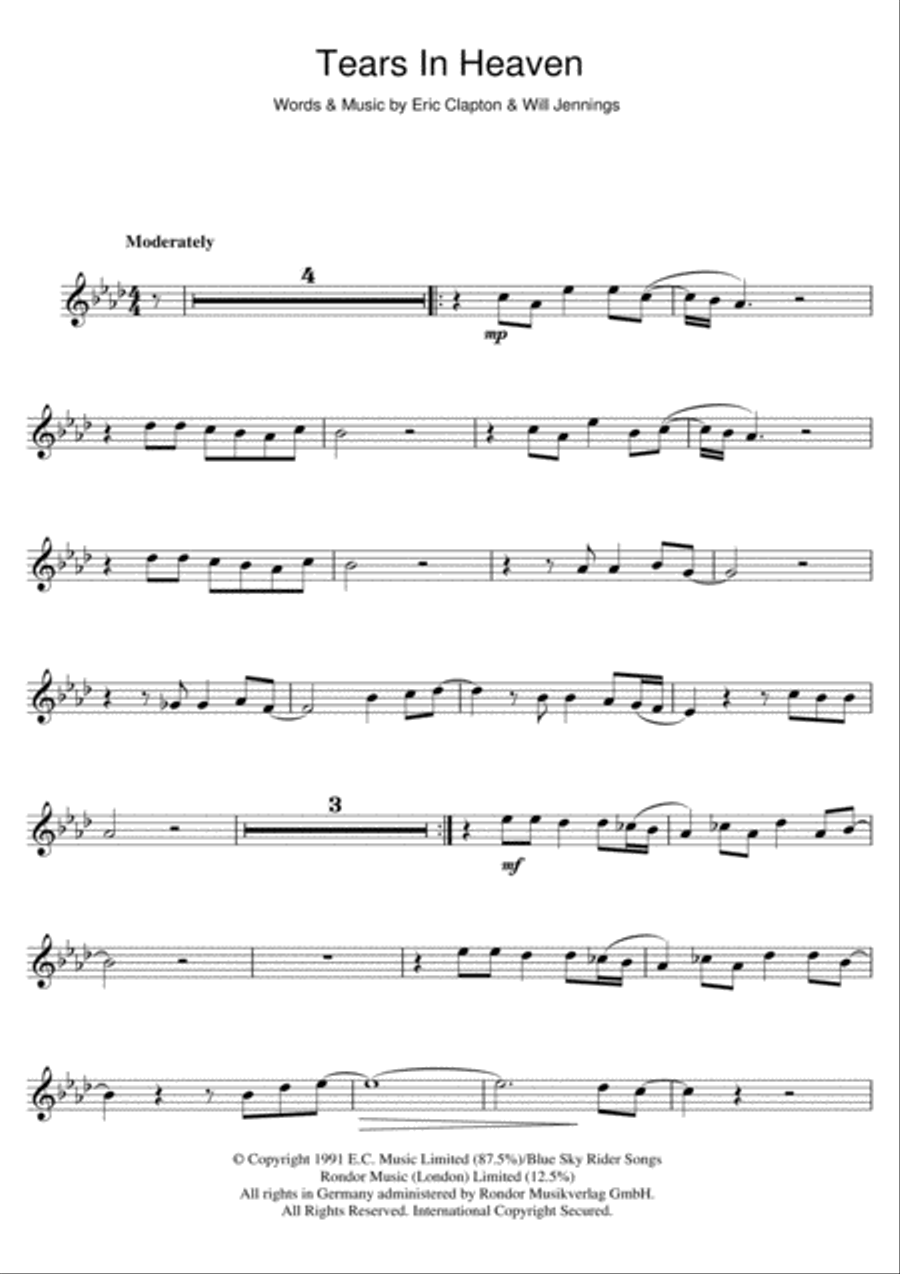 Tears In Heaven Flute Solo scores gallery preview page 1