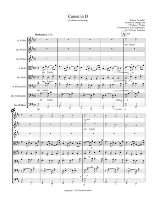 Canon in D (Pachelbel) (D) (String Octet - 3 Violin, 2 Viola, 2 Cello, 1 Bass) (3 Violin lead)