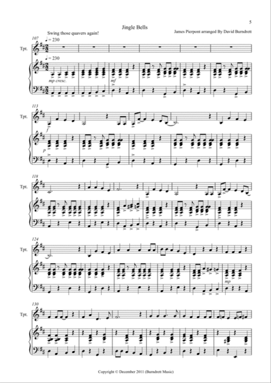 3 Jazzy Christmas Pieces for Trumpet and Piano Trumpet Duet scores gallery preview page 5