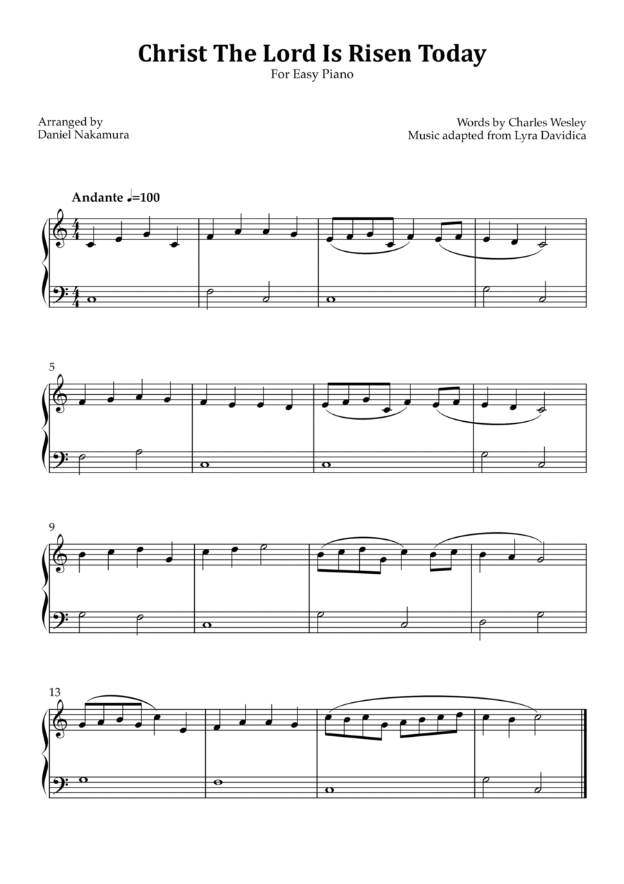 Christ The Lord Is Risen Today (Easy Piano) Easy Piano scores gallery preview page 1