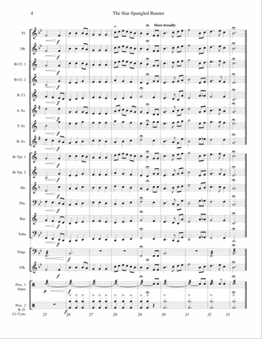 The Star-Spangled Banner - for beginning band Concert Band scores gallery preview page 4