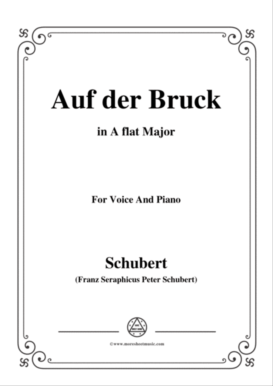 Schubert-Auf der Bruck,Op.93 No.2,in A flat Major,for Voice&Piano Voice scores gallery preview page 1