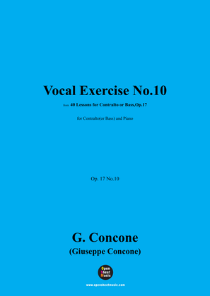 G. Concone-Vocal Exercise No.10,for Contralto(or Bass) and Piano