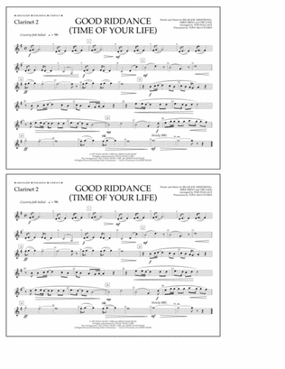 Good Riddance (Time of Your Life) - Clarinet 2