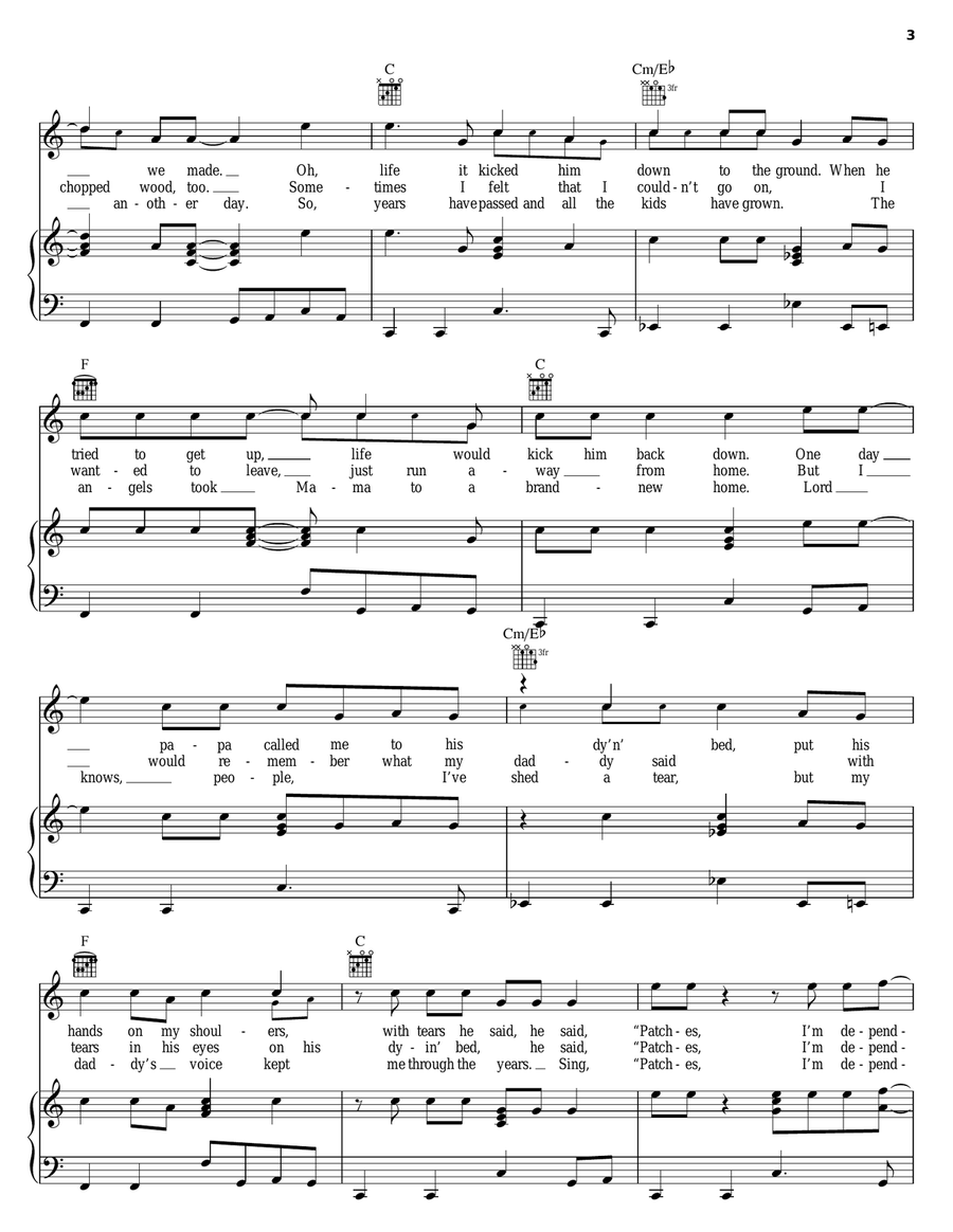 Patches Piano, Vocal, Guitar scores gallery preview page 3