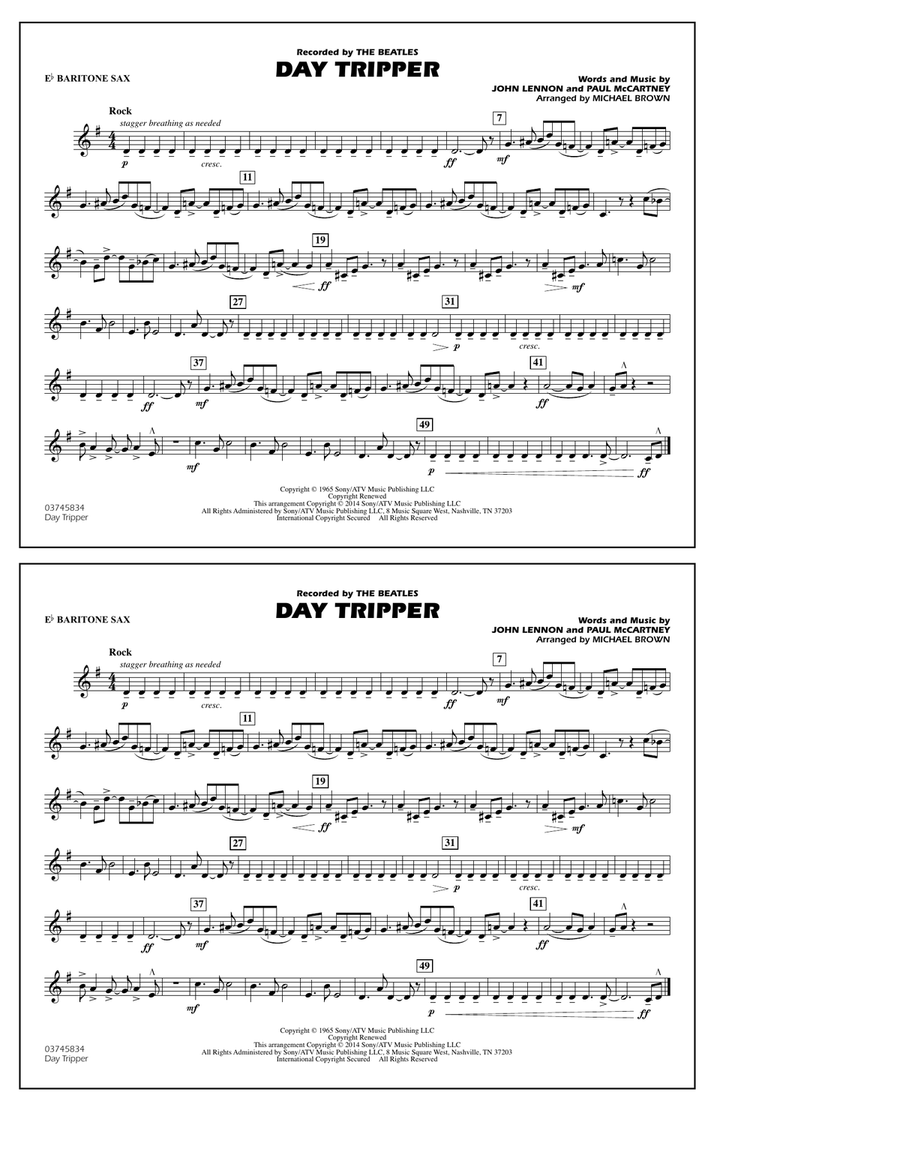 Day Tripper - Eb Baritone Sax Marching Band scores gallery preview page 1