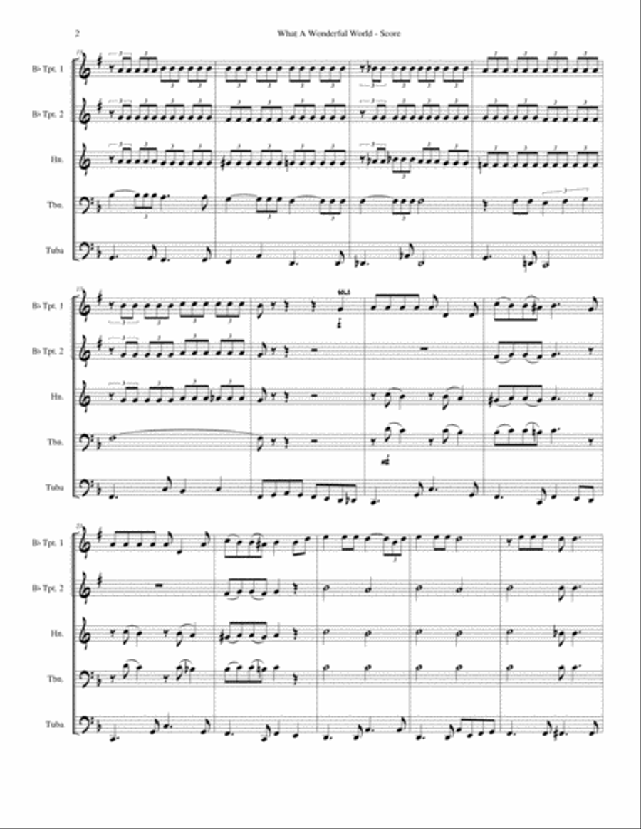 What A Wonderful World Brass Ensemble scores gallery preview page 4