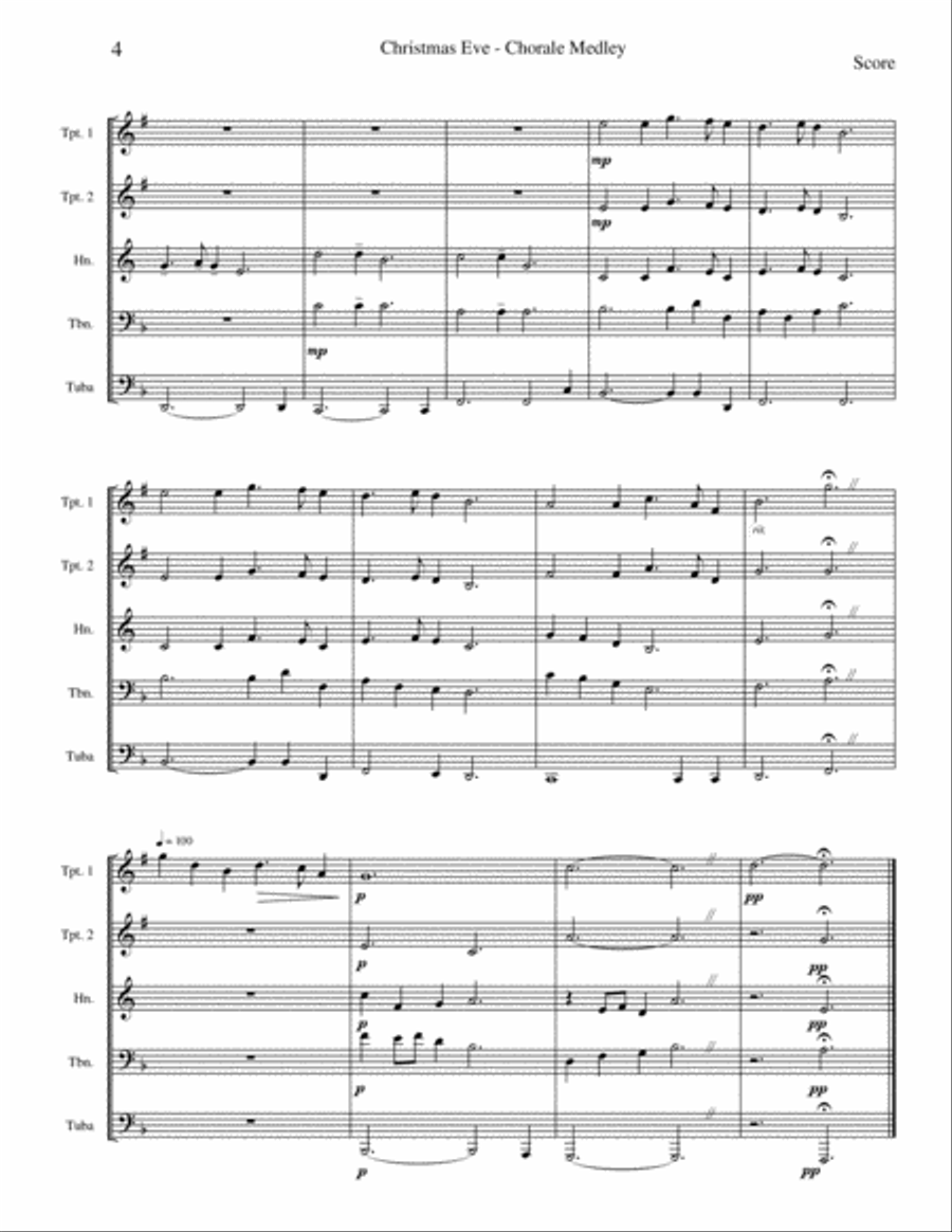 Christmas Eve: Chorale Medley Brass Ensemble scores gallery preview page 5