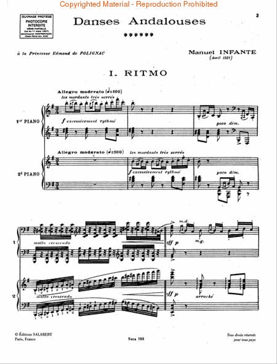 Ritmo No. 1 from Danses Andalouses Piano Duet scores gallery preview page 3