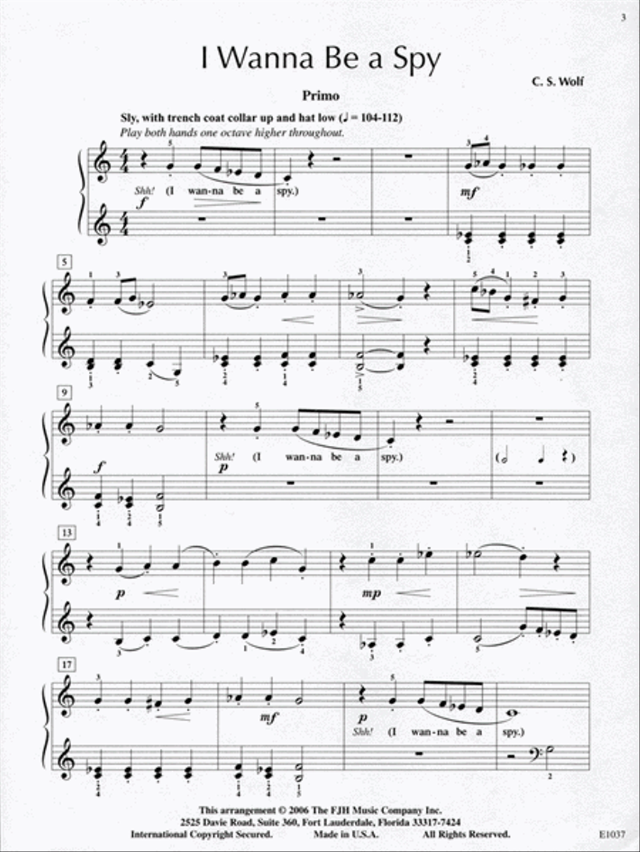I Wanna Be a Spy Piano Solo scores gallery preview page 3