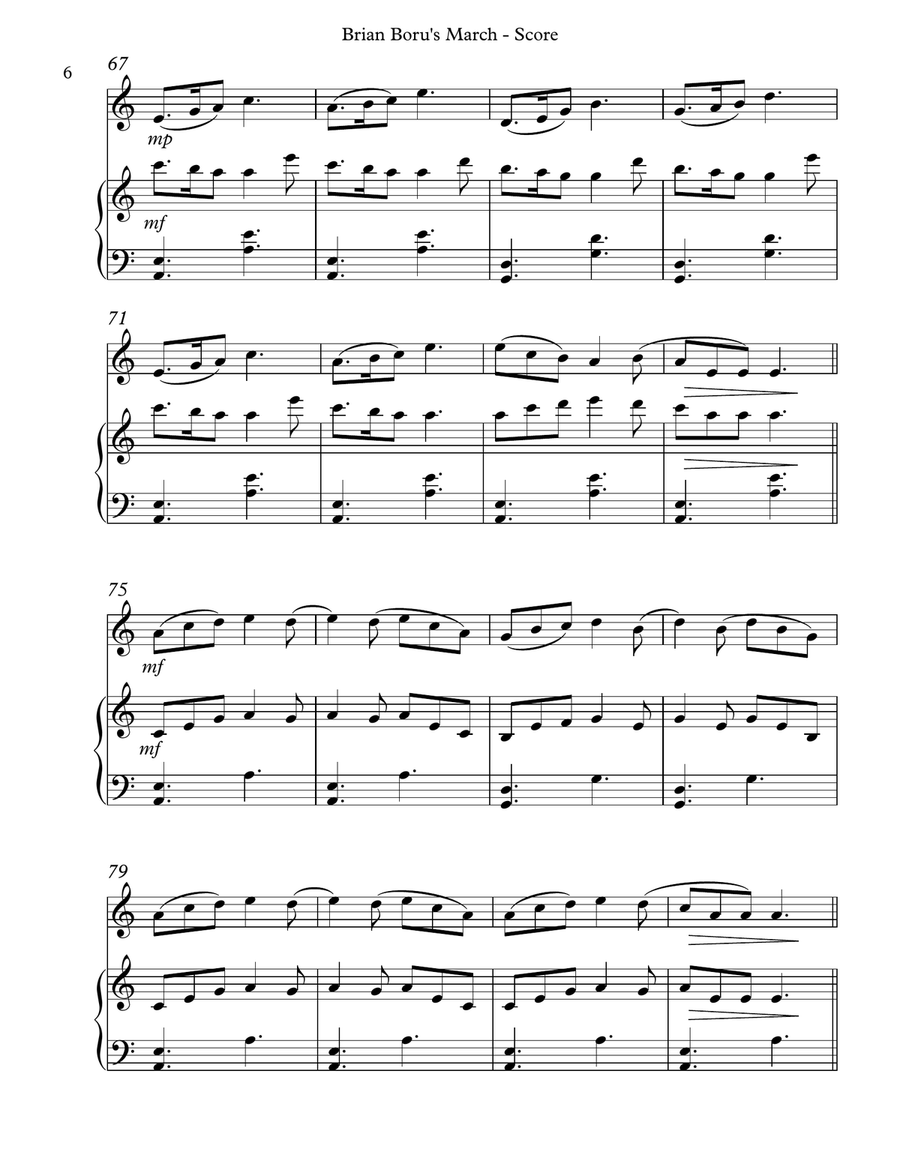 Brian Boru’s March, Duet for Oboe and Harp Oboe scores gallery preview page 6