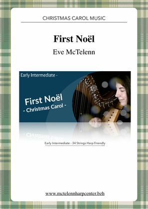 Book cover for First Noël - Christmas Carol - intermediate & 27 String Harp | McTelenn Harp Center