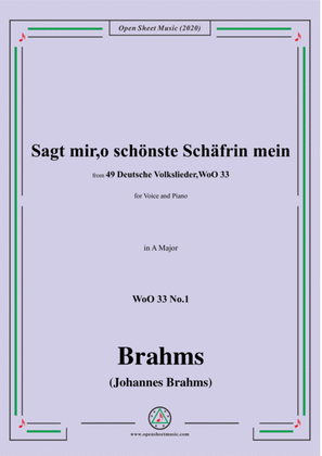 Book cover for Brahms-Sagt mir,o schönste Schäfrin mein,WoO 33 No.1,in A Major,for Voice&Pno