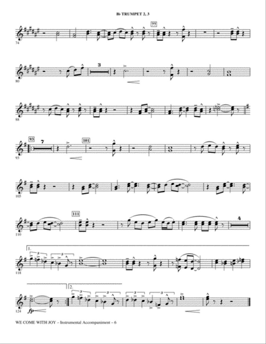 We Come With Joy Orchestration - Trumpet 2 & 3 Choir scores gallery preview page 6