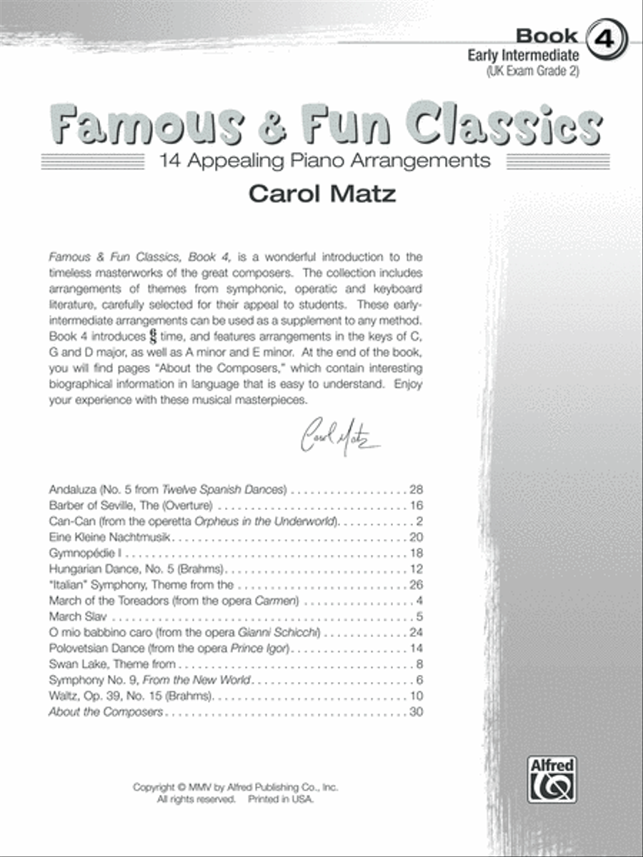 Famous & Fun Classics, Book 4 Piano Method scores gallery preview page 2
