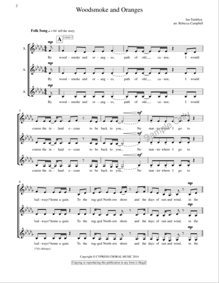 Woodsmoke And Oranges Woodsmoke And Oranges A Cappella scores gallery preview page 2