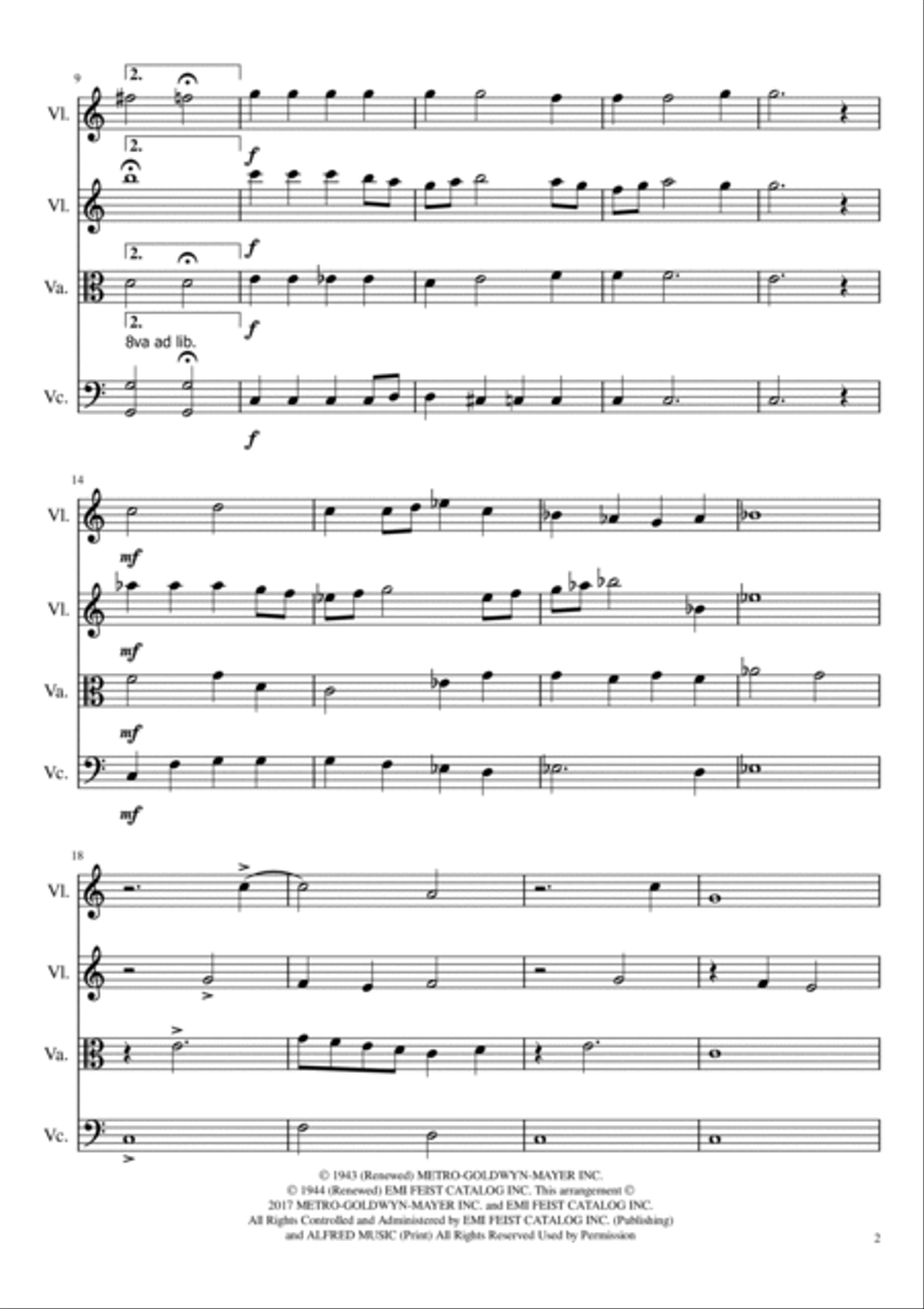 Have Yourself A Merry Little Christmas String Quartet scores gallery preview page 2