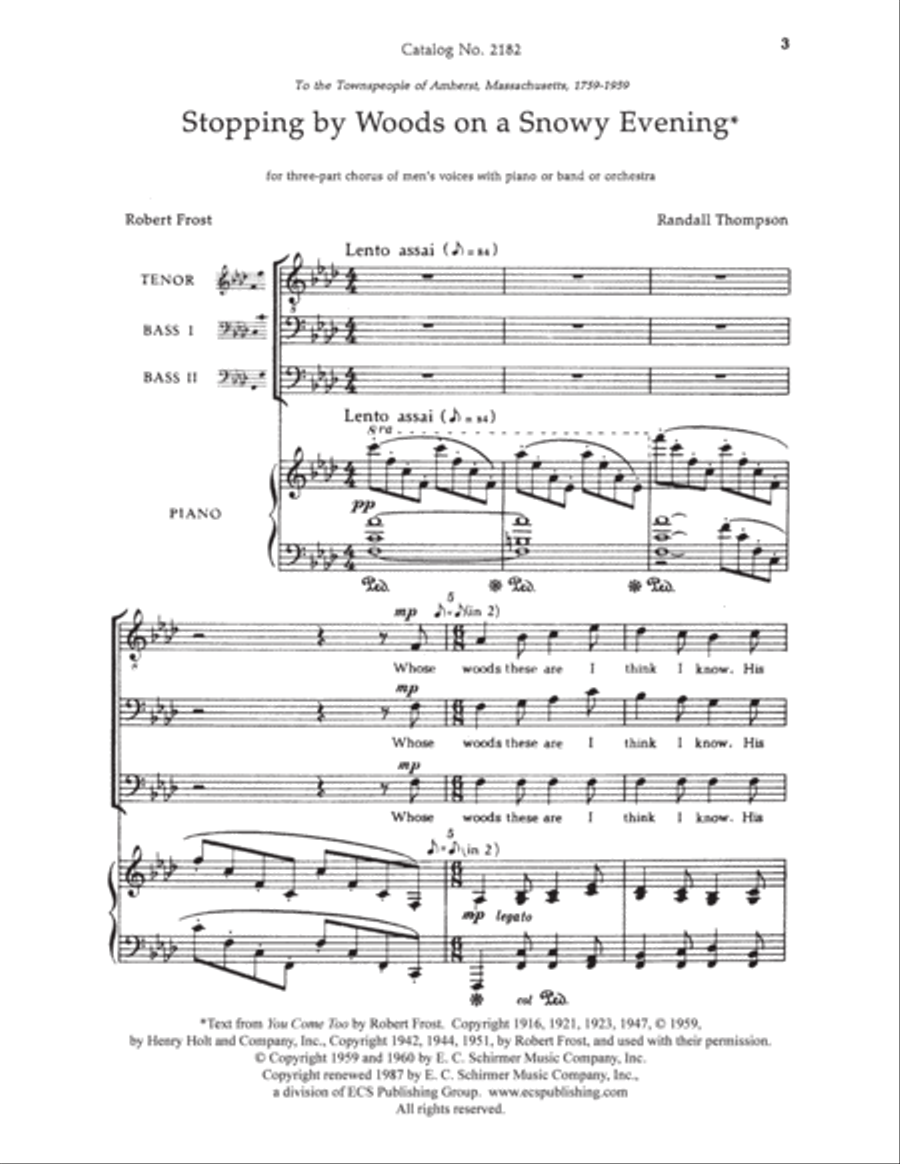 Stopping by Woods on a Snowy Evening 3-Part scores gallery preview page 2