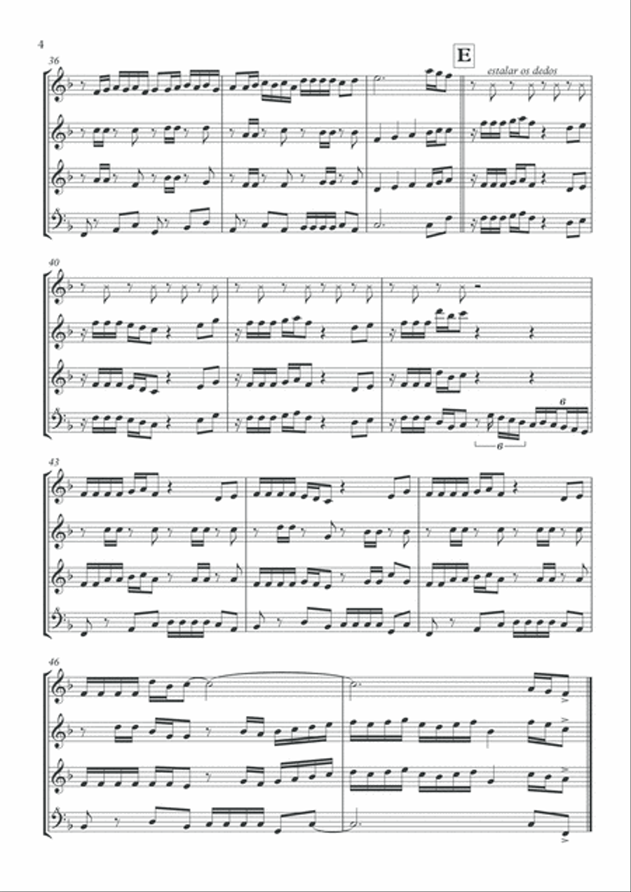 Peace and Love (a little reggae for recorder quartet) Woodwind Quartet scores gallery preview page 6