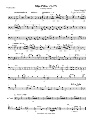 Olga-Polka, Op. 196 (arr. for string orchestra): Cello