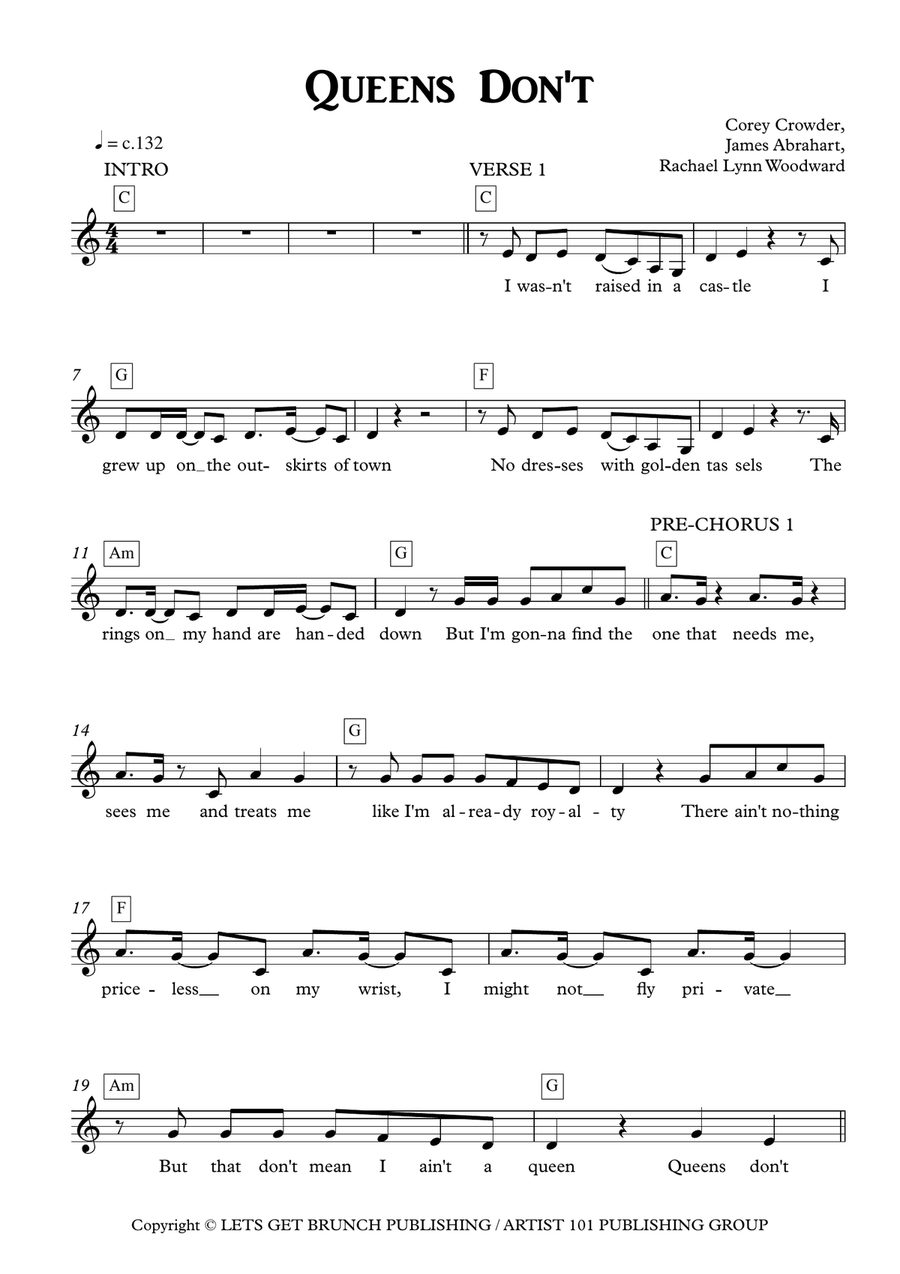 Queens Don't Piano, Vocal scores gallery preview page 1