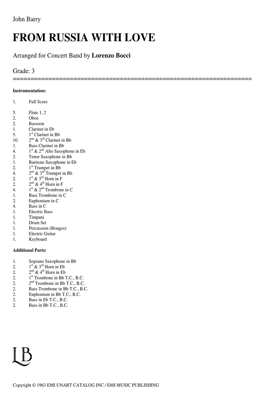 From Russia With Love (Cues) Concert Band scores gallery preview page 2