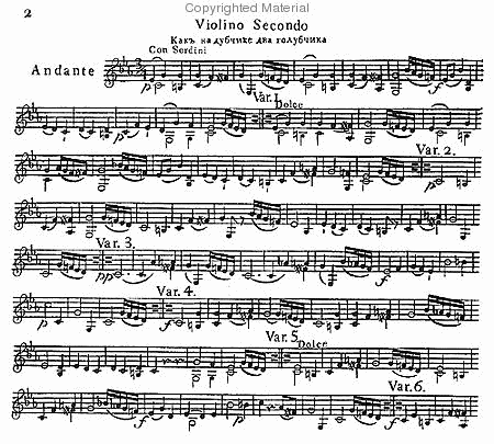 Chansons russes variees for two violins. Opus 2