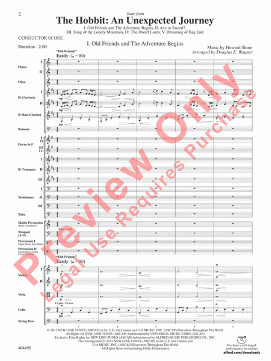 The Hobbit: An Unexpected Journey, Suite from Full Orchestra scores gallery preview page 3