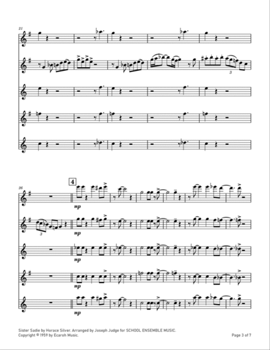 Sister Sadie Saxophone Quartet scores gallery preview page 3