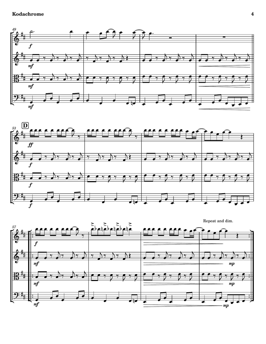 Kodachrome Tm String Quartet scores gallery preview page 4