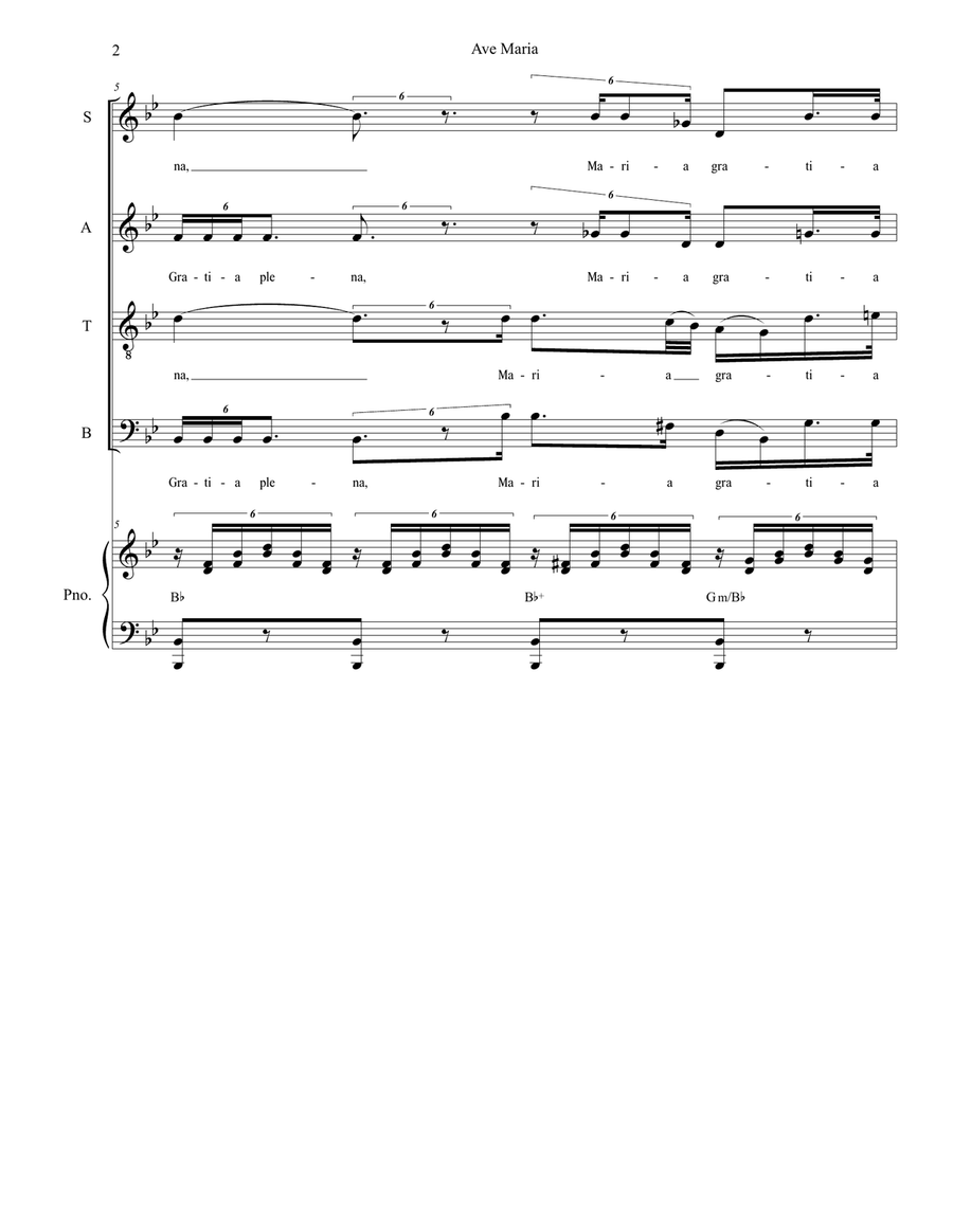 Ave Maria (SATB - High/Medium - Piano Accompaniment) 4-Part scores gallery preview page 2
