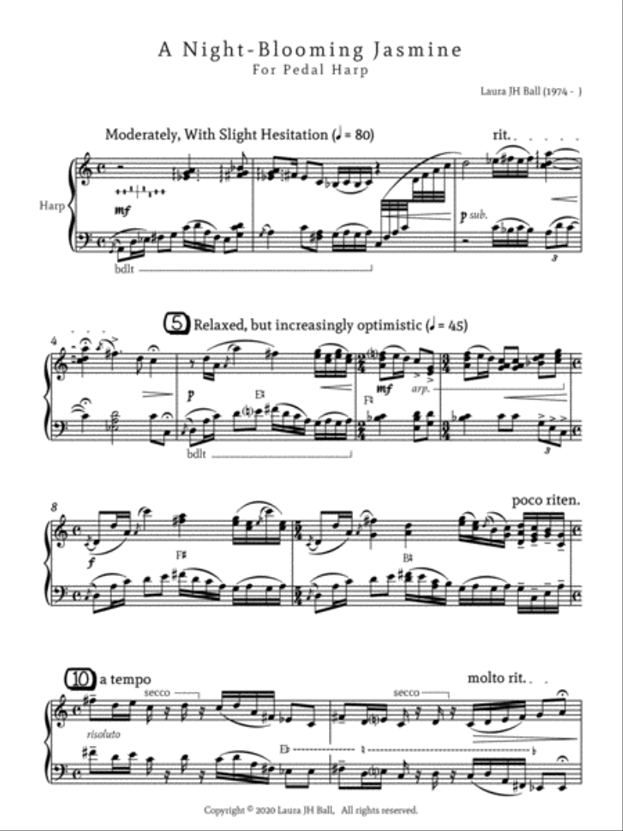A Night-Blooming Jasmine Harp scores gallery preview page 4