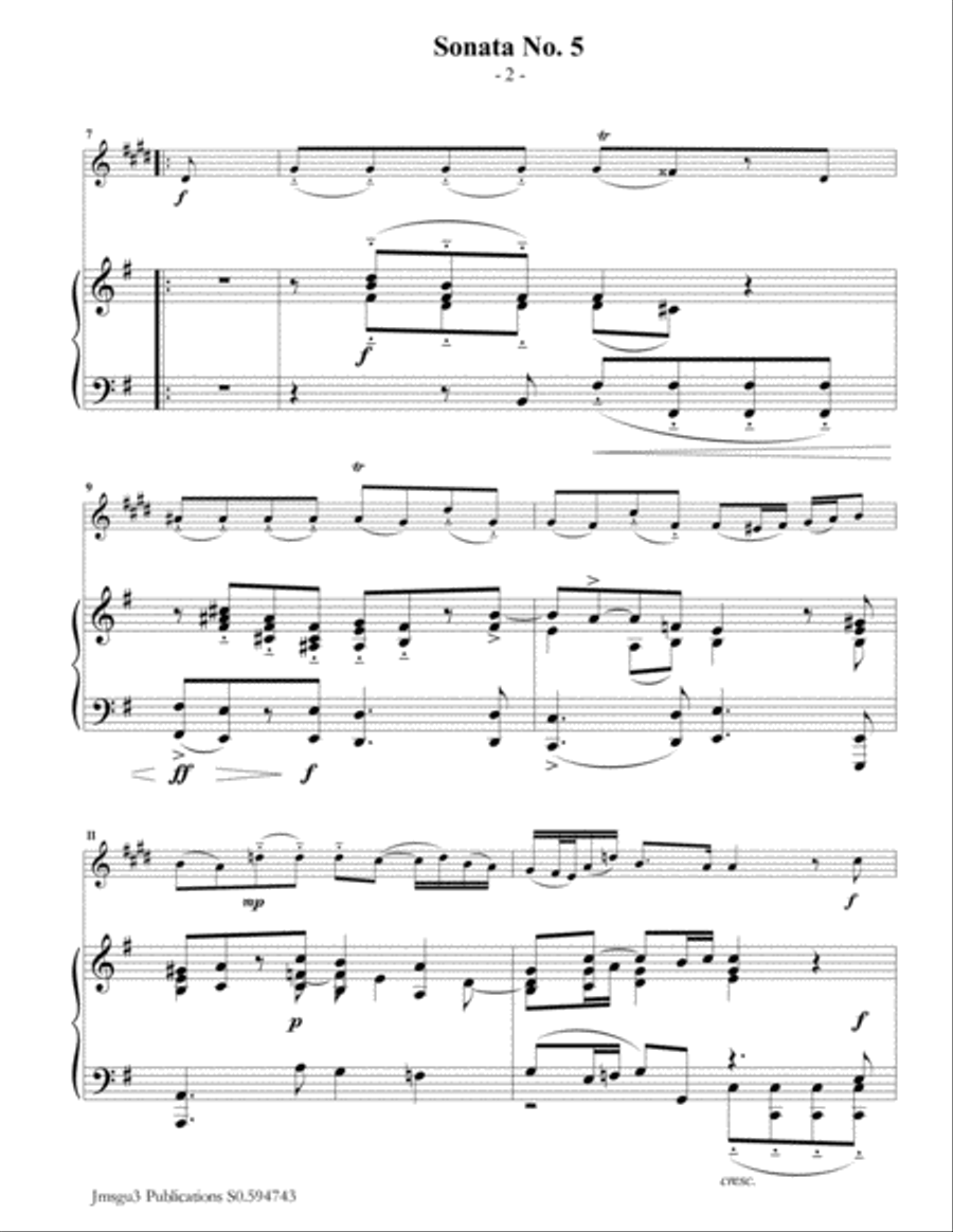 Vivaldi: Sonata No. 5 for Alto Sax & Piano Alto Saxophone scores gallery preview page 2