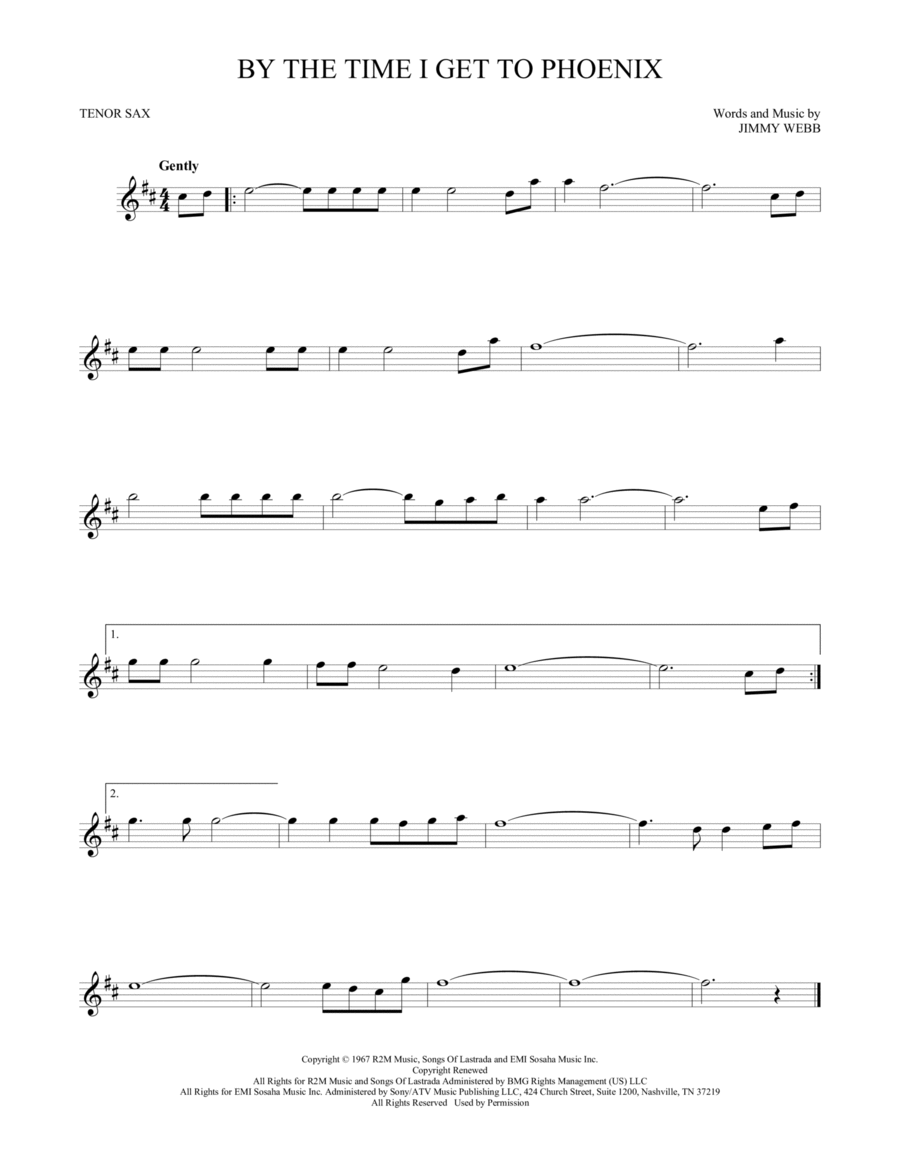 By The Time I Get To Phoenix Tenor Saxophone scores gallery preview page 1