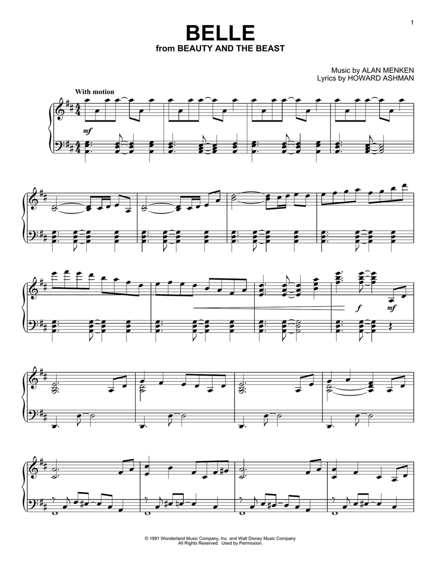 Belle (from Beauty and The Beast) Piano Solo scores gallery preview page 1