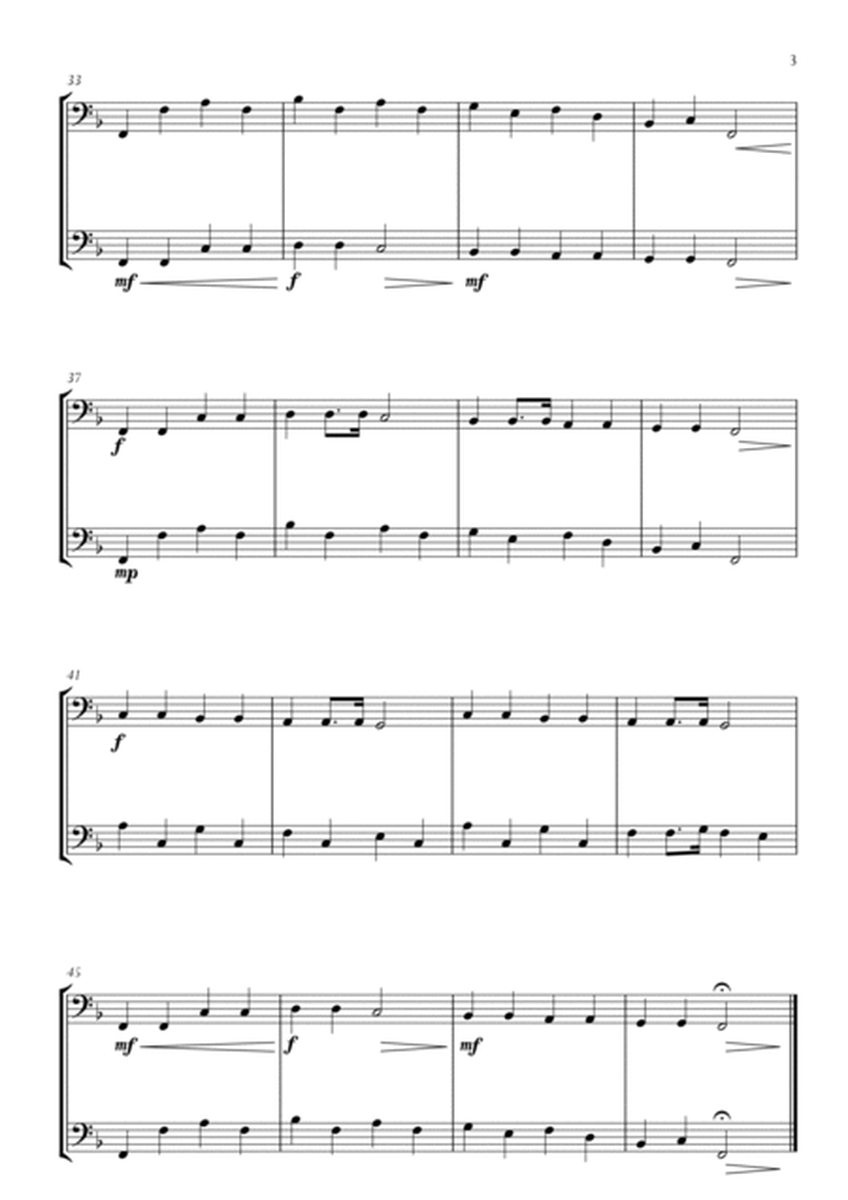 Twinkle Twinkle Little Star in F Major for Cello (Violoncello) and Double Bass Duo. Easy version. image number null