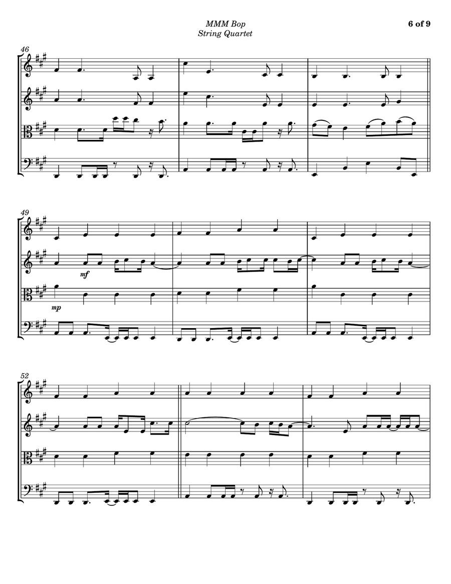 Mmm Bop String Quartet scores gallery preview page 6