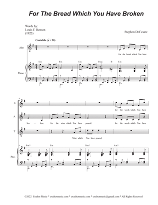 For The Bread Which You Have Broken (Vocal Quartet - (SATB)