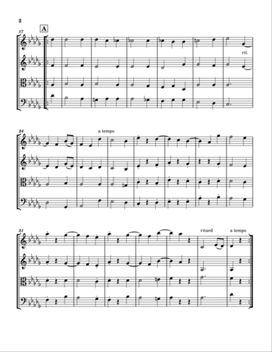 Moonlight Sonata 2nd Mvmt (Sonata No. 14 opus 27 no. 2) - Beethoven - String Quartet String Quartet scores gallery preview page 2