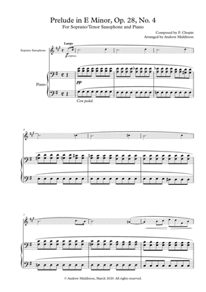 Prelude in E Minor Op. 28 arranged for Soprano Saxophone and Piano