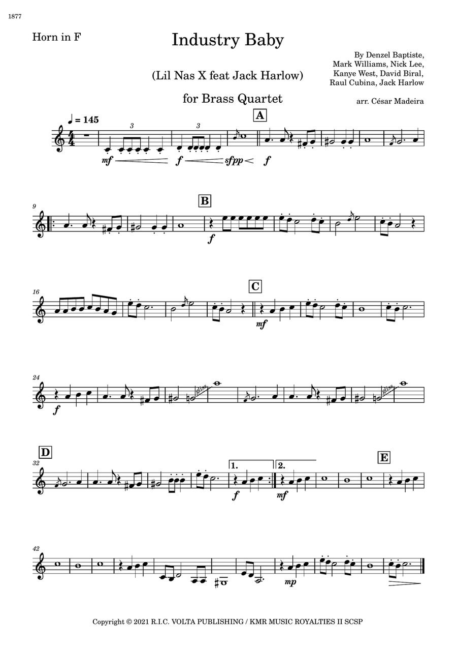 Industry Baby Brass Quartet scores gallery preview page 2