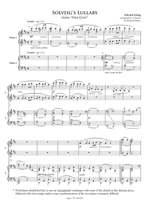 Solveig's Lullaby from "Peer Gynt", for 2 pianos