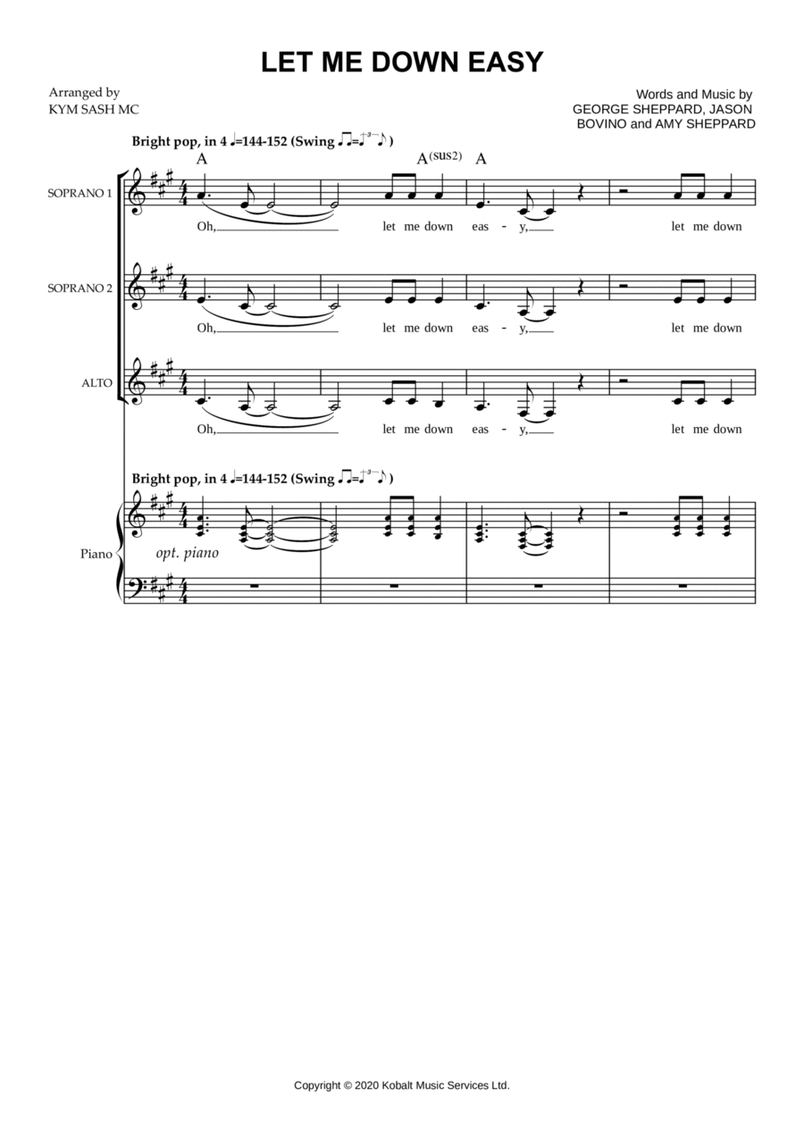 Let Me Down Easy SSA scores gallery preview page 1