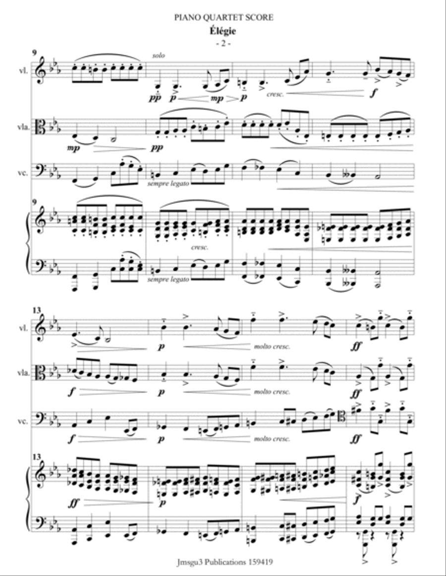 Fauré: Élégie Op. 24 for Piano Quartet Piano Quartet scores gallery preview page 2