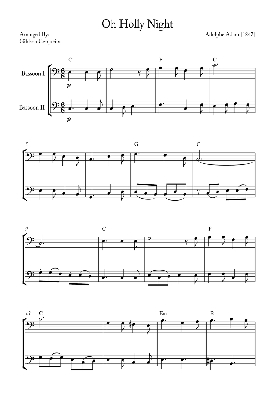 Oh Holy night Woodwind Duet scores gallery preview page 1